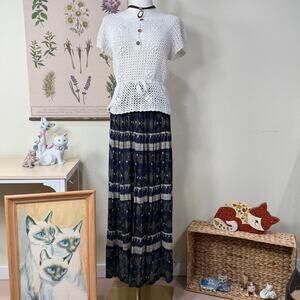 Vintage 90s Maxi Skirt Western Southwestern Coastal Cowgirl Fairy Grunge Boho M